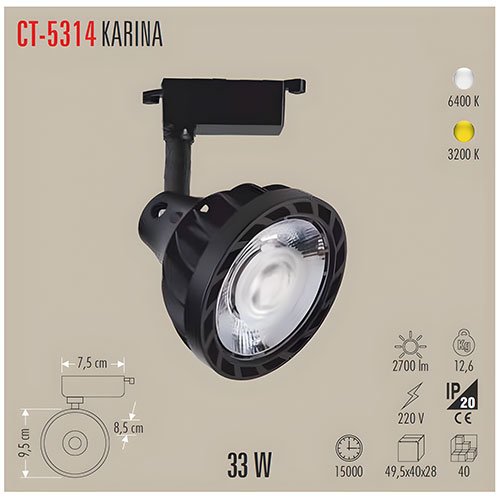 Cata Ct-5314 33W Karina Ray Spot Armatür Beyaz 3