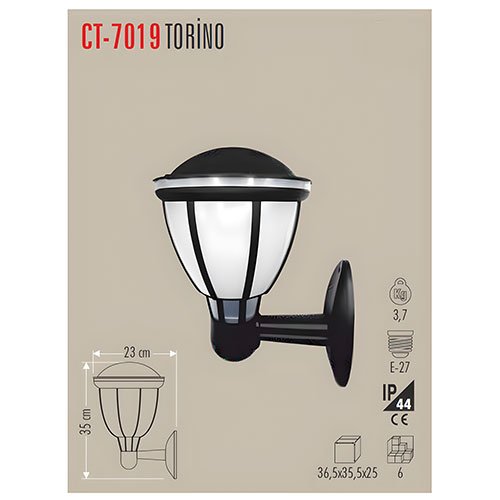 Cata Ct-7019 Torino Bahçe Armatürü Duvar Aplik 3