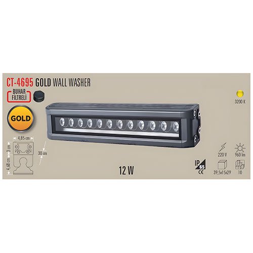 Cata Ct-4695 12W Gold Wallwasher 30cm / Günışığı 2