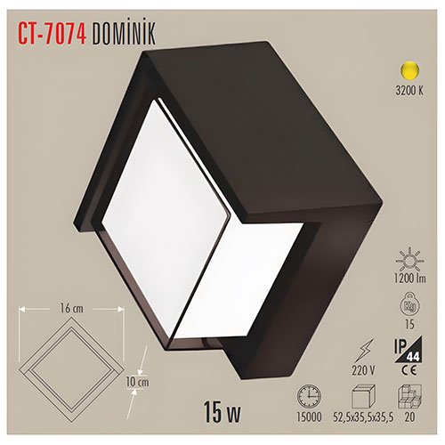 Cata CT-7074 15W Dominik Led Bahçe Aplik 3200 K 2