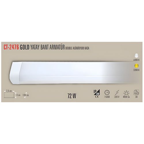 CT-2476 72W Yatay Ledli Bant Armatür BEYAZ 3