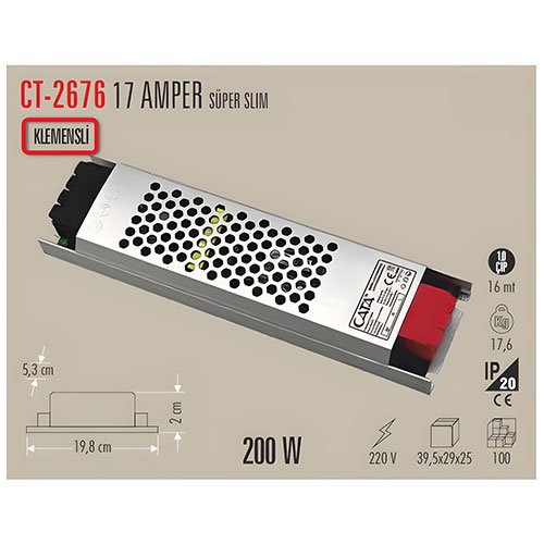 Cata CT-2676 17 Amper Led Trafo Süper Slim Fansız 2