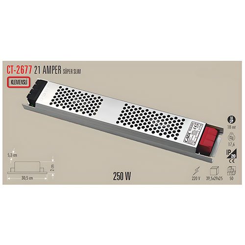 Cata CT-2677 21 Amper Led Trafo Süper Slim Fansız 2