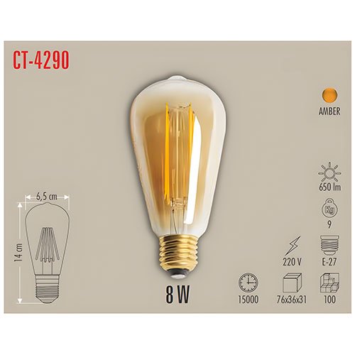 CATA CT-4290 8W Rustik Led Ampul / Amber 2