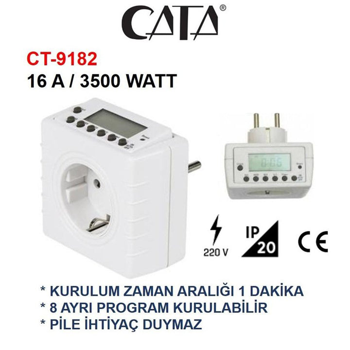 Cata Ct-9182 Dijital Zaman Ayarlı Priz 2
