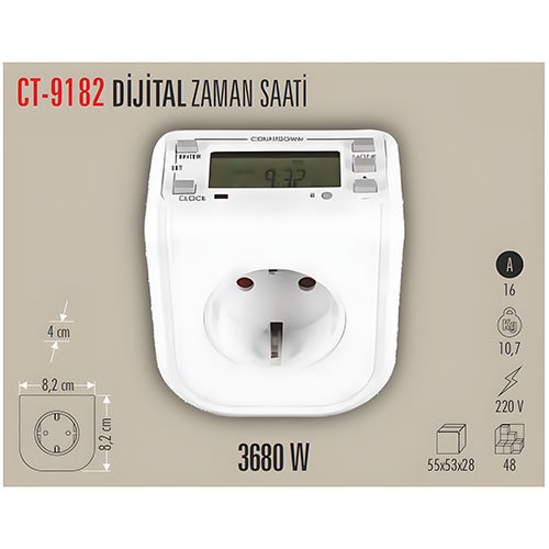 Cata Ct-9182 Dijital Zaman Ayarlı Priz 3