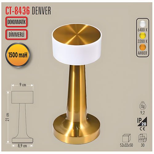 Cata Ct-8436 Denver Şarjlı Masa Lambası 2