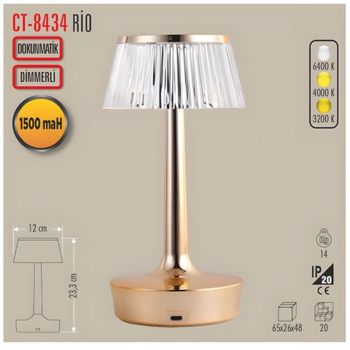 CATA CT-8434 Rio Şarjlı Masa Lambası