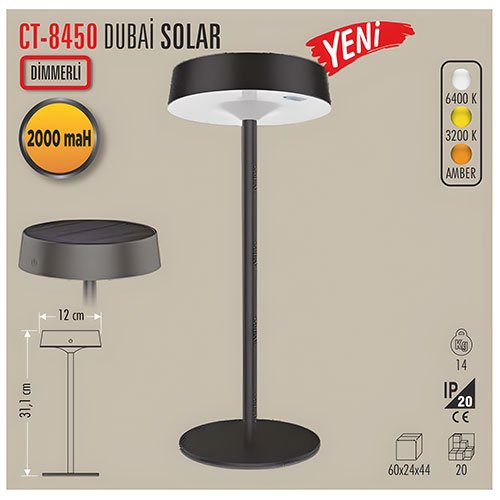 Cata Ct-8450 Dubai Solar Şarjlı Masa Lambası 6