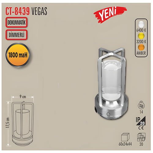 Cata Ct-8439 Vegas Şarjlı Masa Lambası 3