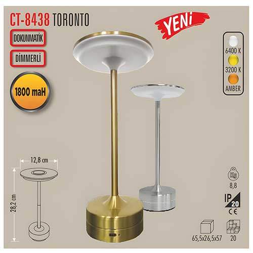 Cata Ct-8438 Toronto Şarjlı Masa Lambası 3