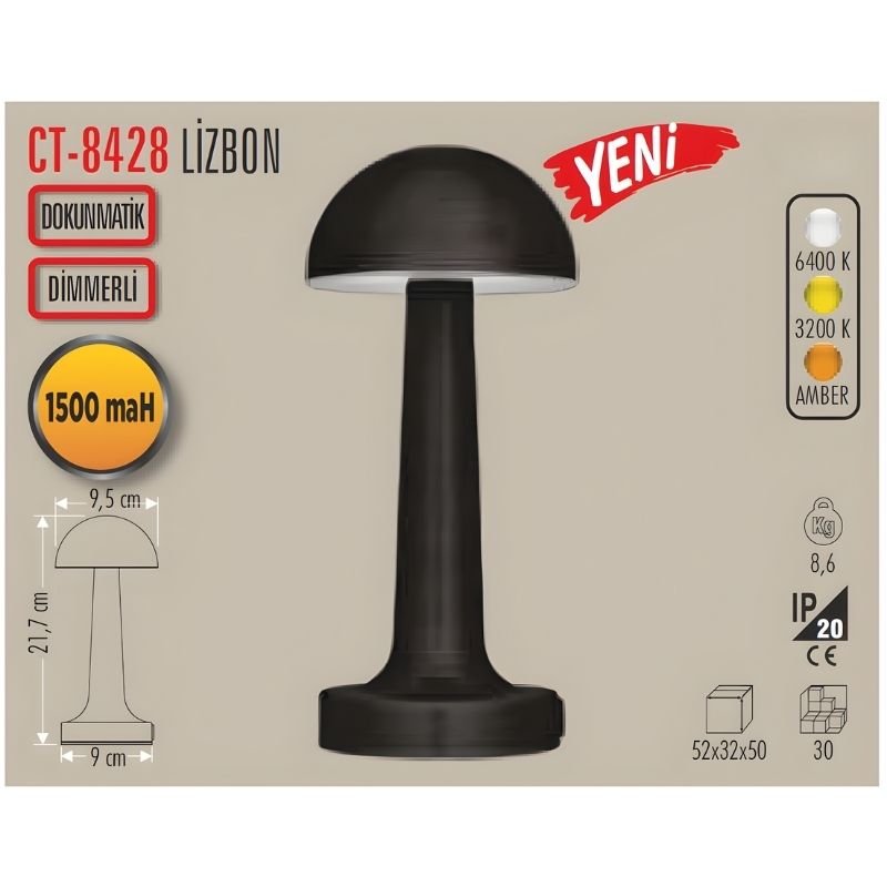 Cata Ct-8428 Lizbon Antik Şarjlı Masa Lambası