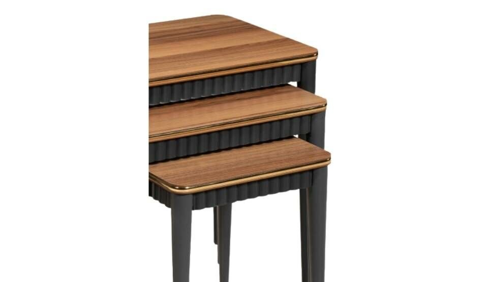 Lodos Ceviz-Antrasit 3lü Zigon Sehpa