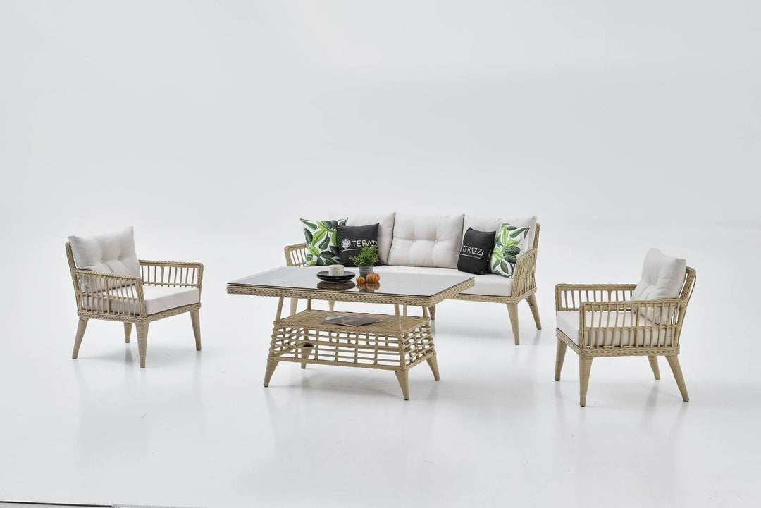 Midilli Cam Sehpalı Oturma Grubu