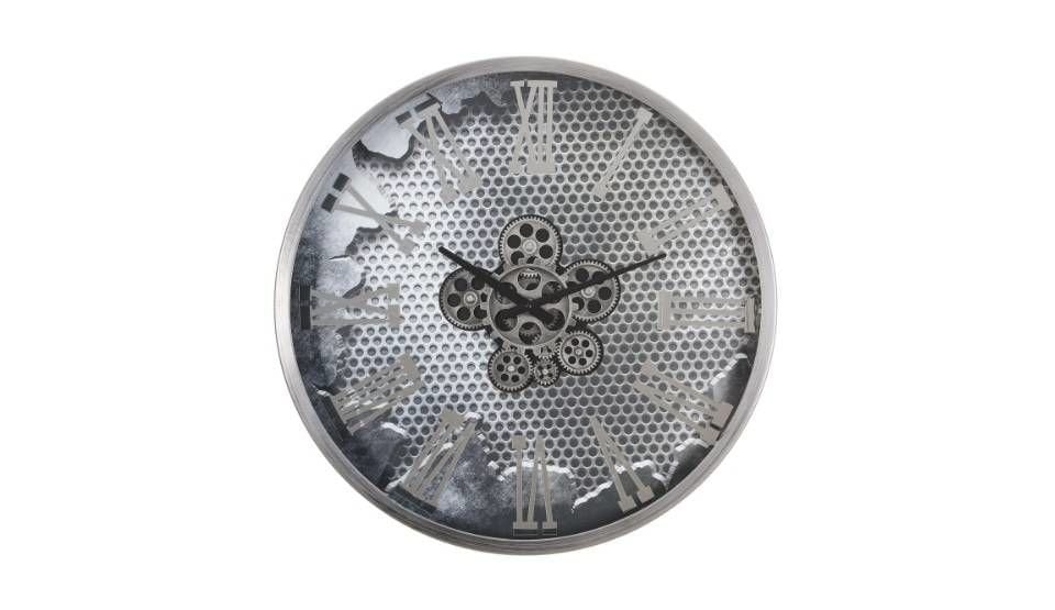 Çarklı Saat Çap 60 Gümüş Eskitme Duvar Saati 2