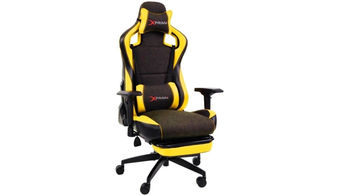 XPrime Over Pro Oyuncu Koltuğu Hybrid Kumaş 4D Kolçak Sarı 2